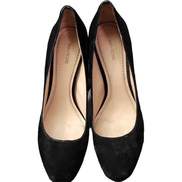 Pour La Victoire Black Suede Platform Heels Size 10 - Picture 3 of 7